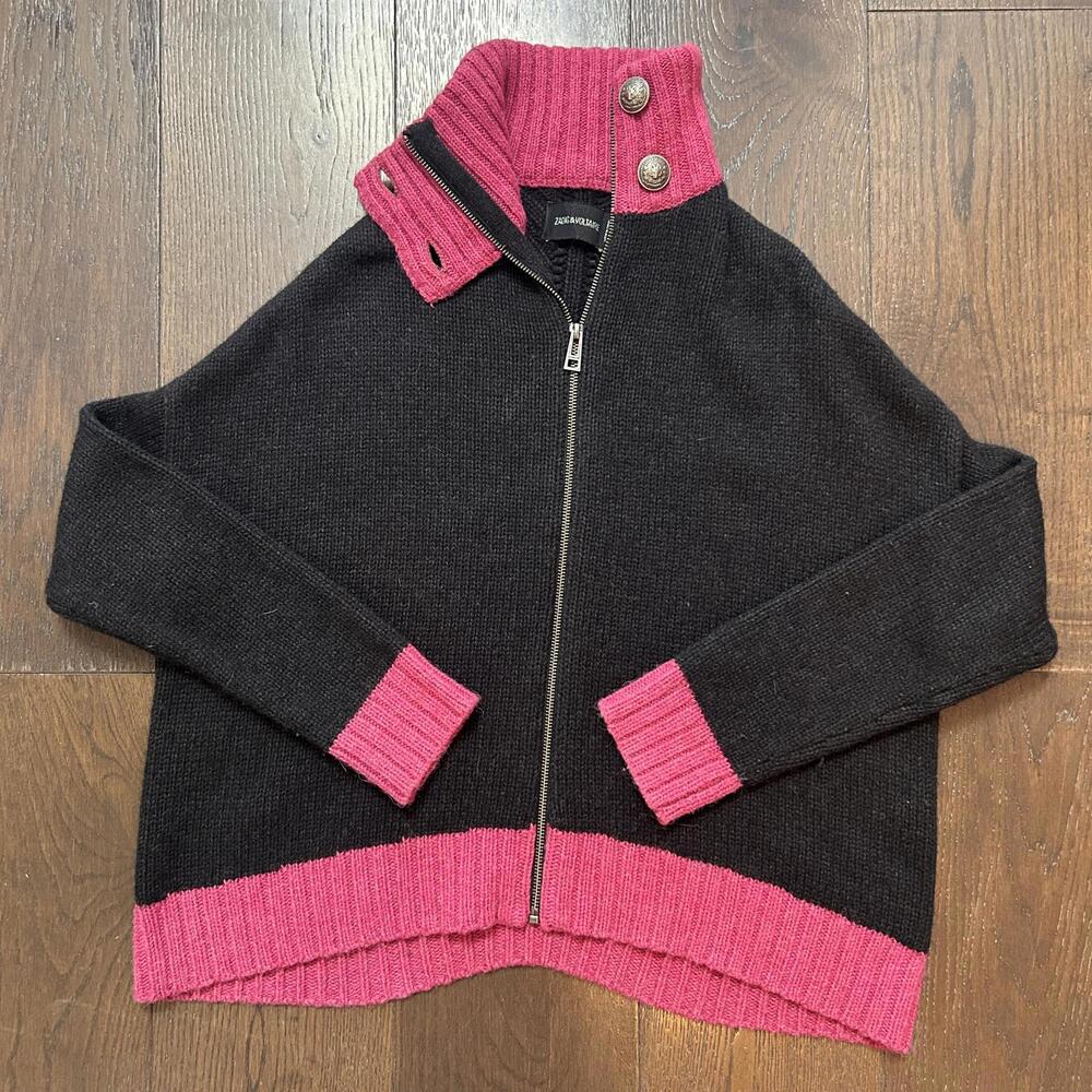Zadig & Voltaire Alpaca Blend Zip Sweater High Neck Cardigan Small